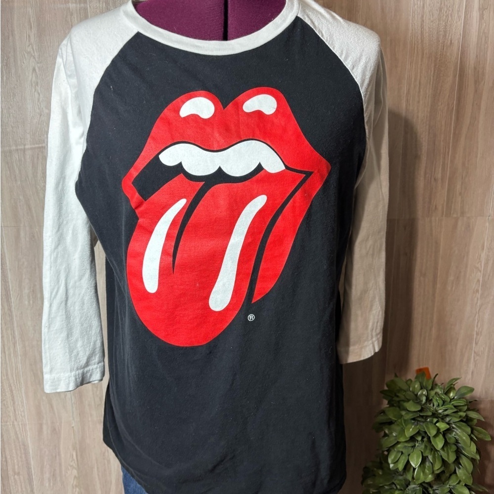 The Rolling Stones Baseball Style T-Shirt Black and White Mens Women’s Unisex